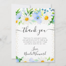 Aquarellsäulen und Blütenblumen Quinceanera Dankeskarte