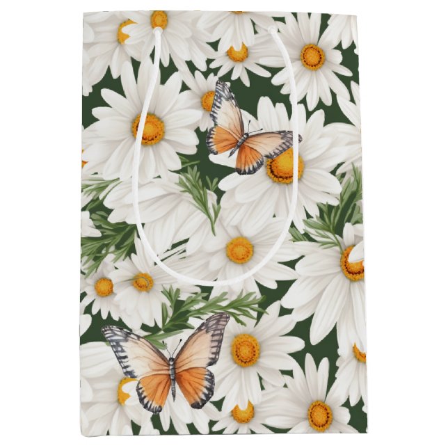Aquarellsäulen und Monarchschmetterlinge Mittlere Geschenktüte (Vorderseite)