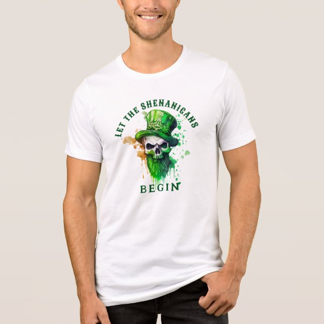 Aquarellschädel Tri-Blend Shirt (Vorderseite)