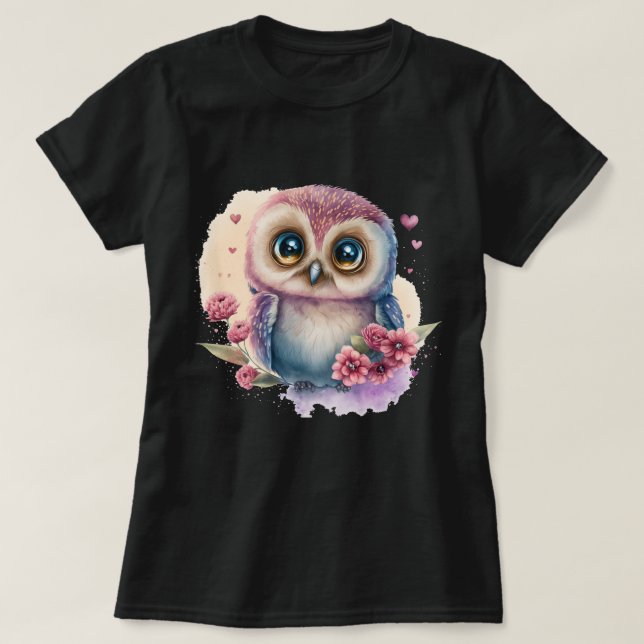 Aquarellschale umgeben von blühenden Blüten T-Shirt (Design vorne)