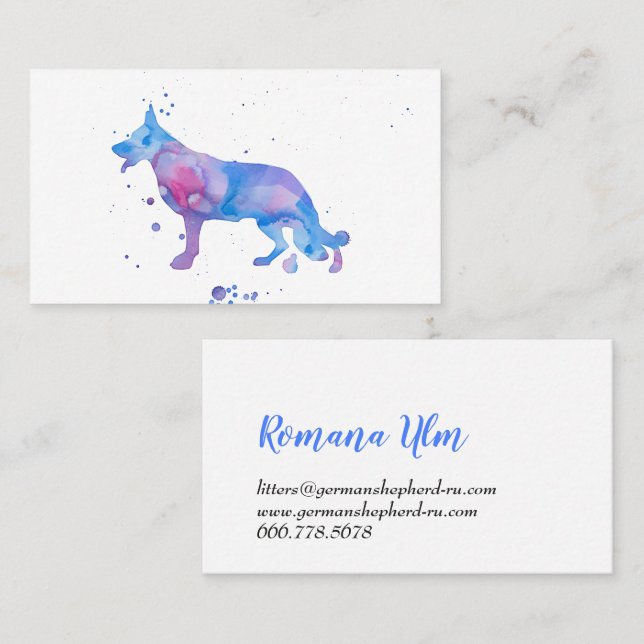 Aquarellschepherd Blue Modern Dog Illustration Visitenkarte (Vorne/Hinten)