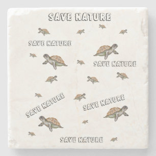 Aquarellschildkröte Rette Natur Steinuntersetzer