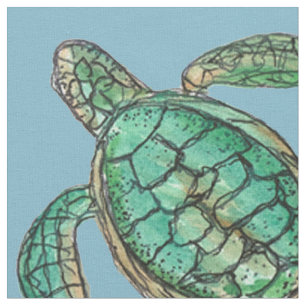 Aquarellschildkröte Zeichne blau Stoff
