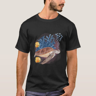 Aquarellschildkröten im tiefen Ozean Kreaturen und T-Shirt