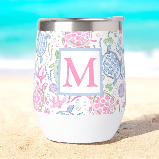 Aquarellschildkröten Ocean Beach Monogram (Von Creator hochgeladen)
