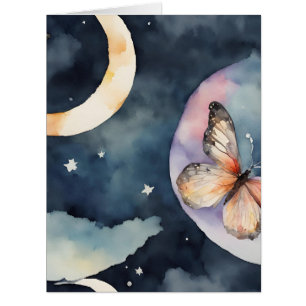 Aquarellschmetterling im Nachthimmel