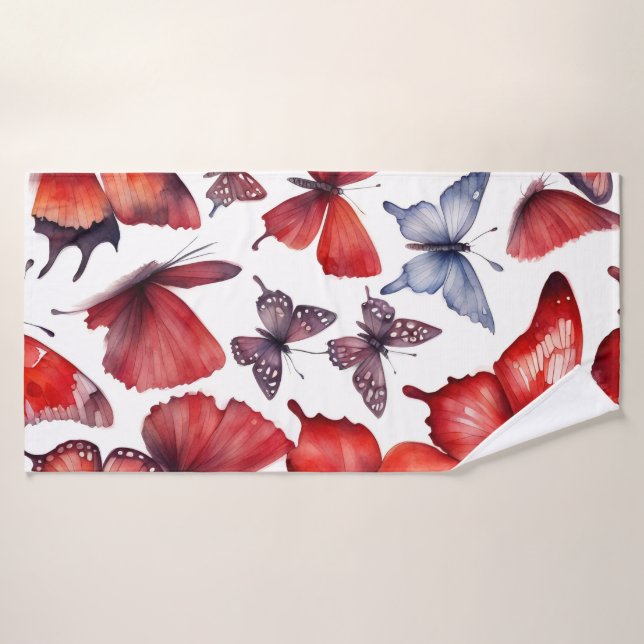 Aquarellschmetterlinge Badhandtuch Set (Badehandtuch)