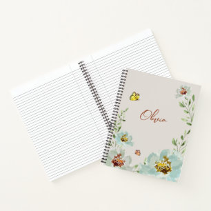 Aquarellschmetterlinge Blume Personalisiert Notizbuch