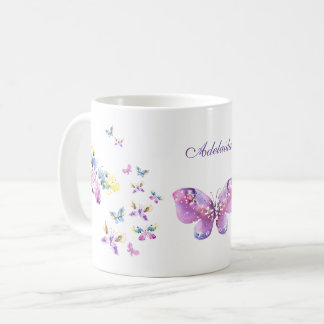 Aquarellschmetterlinge Kunst mit Ihrem Namen Kaffeetasse