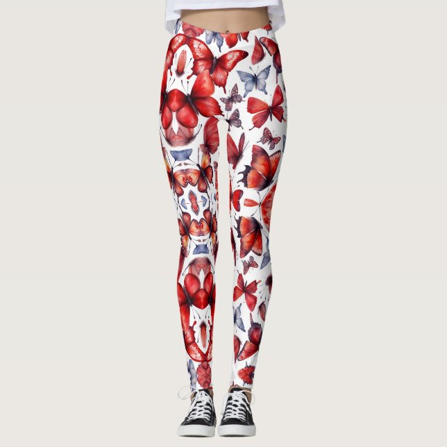 Aquarellschmetterlinge Leggings (Vorderseite)