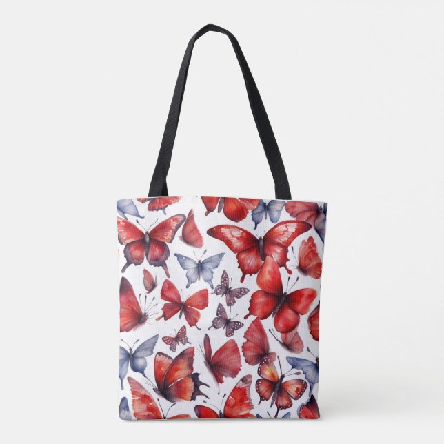 Aquarellschmetterlinge Tasche (Rückseite)