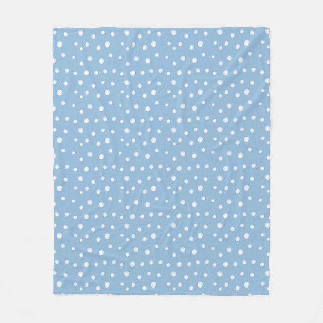 Aquarellschneeflocken Blaues Muster Fleecedecke (Vorderseite)