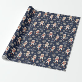 Aquarellschneeflocken Navy Blue Poodle Weihnachten Geschenkpapier