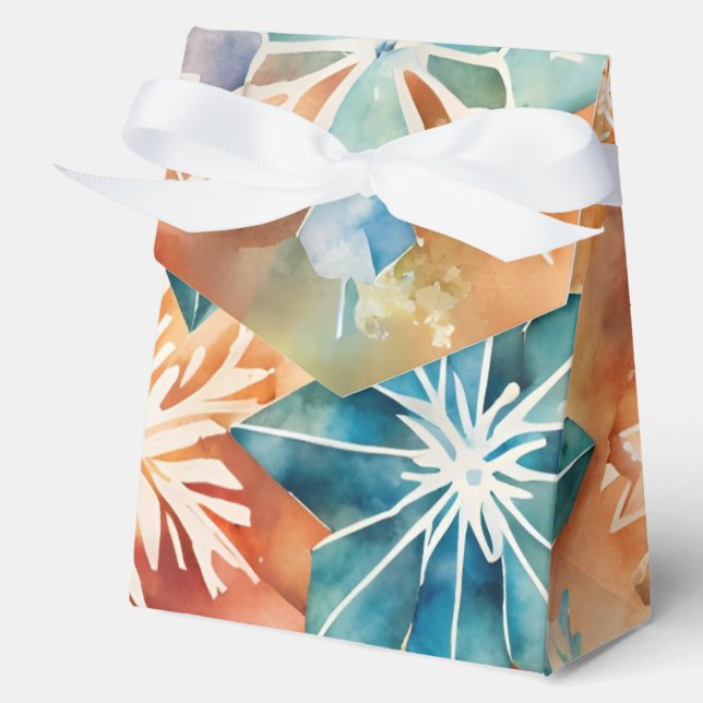 Aquarellschneeflocken Weihnachten Gefallen Geschen Geschenkschachtel (Vorderseite)