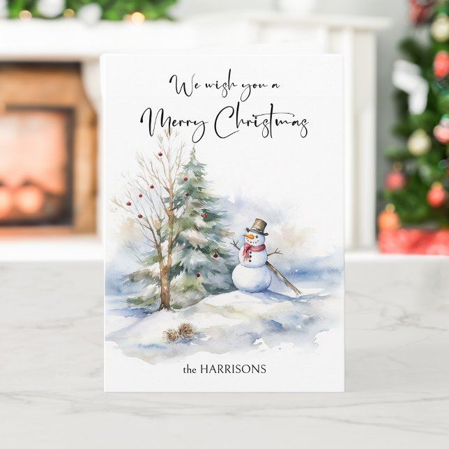 Aquarellschneemann und Frohe Weihnachtsgrüße Karte (Von Creator hochgeladen)
