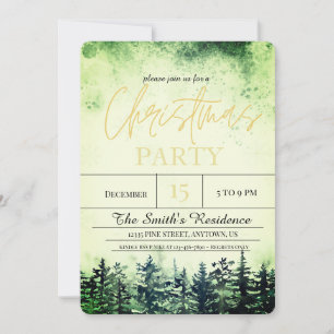 Aquarellschneewald Weihnachten Einladung