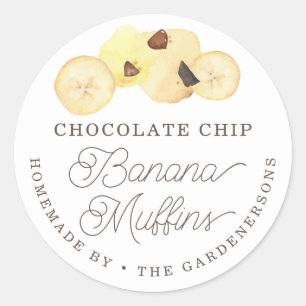 Aquarellschokolade Chip Banana Muffins Runder Aufkleber