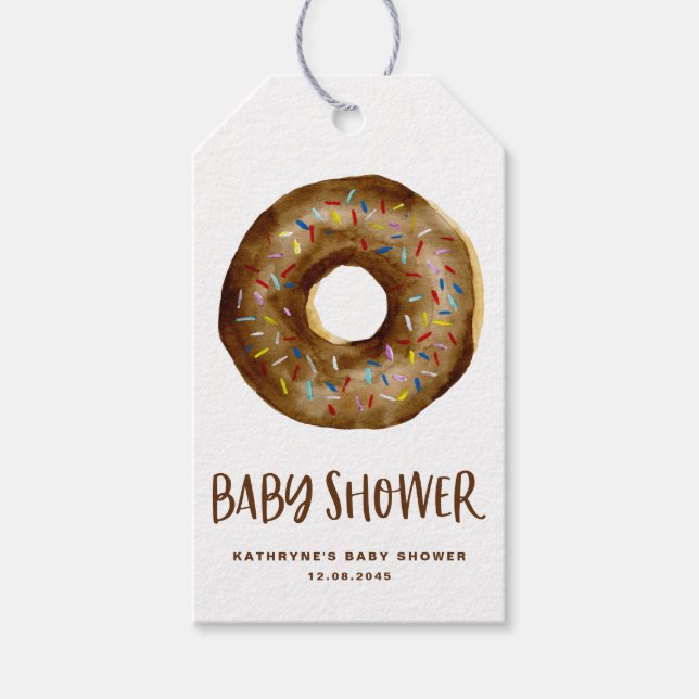 Aquarellschokolade Donut Babydusche Danke Geschenkanhänger (Vorderseite)
