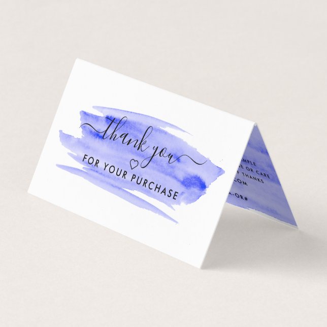 Aquarellschrift, Logo/Bild - Dankeschön-Karte Visitenkarten (Vorderseite)