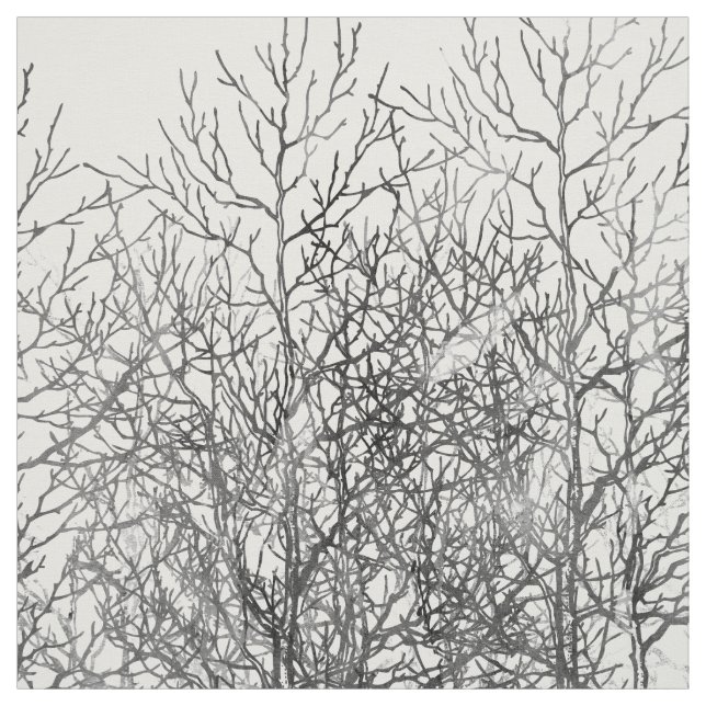 Aquarellschwarzweiss-Baumastmuster Stoff (Muster)
