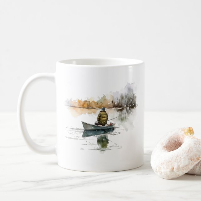 Aquarellsee - Tasse Fischer (Mit Donut)