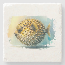 Aquarellserie: Blowfish Steinuntersetzer