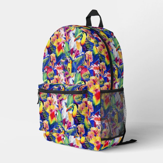 Aquarellsittiche Bedruckter Rucksack (Rückseitige Ecke Rechts)
