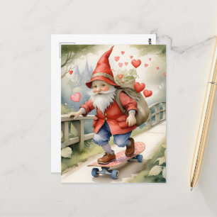Aquarellskateboarding Valentine Postkarte