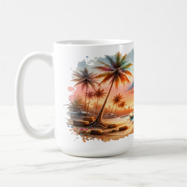 Aquarellsketch Bali Indonesia Tropical | Kaffeetasse (Links)