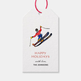 Aquarellski Wintersporturlaub Geschenkanhänger