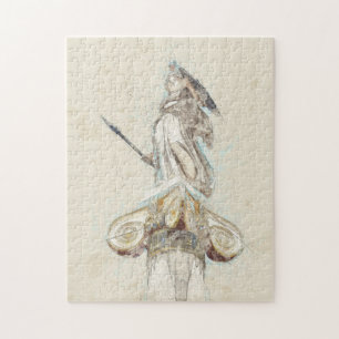 Aquarellskizze der Statue von Athena