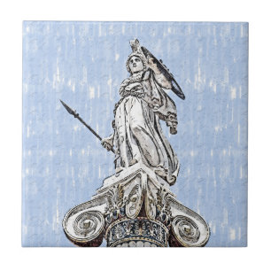 Aquarellskizze der Statue von Athena Fliese