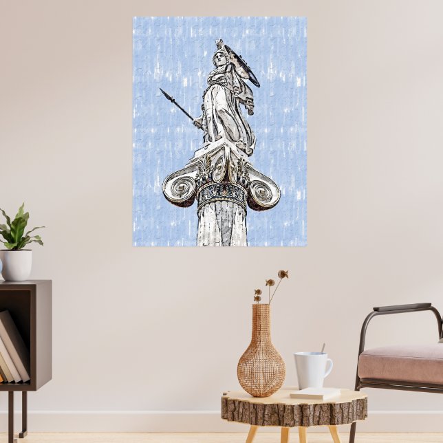 Aquarellskizze der Statue von Athena Poster (Wohnzimmer 3)