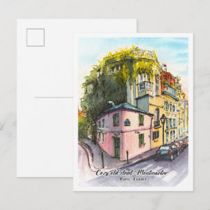 Aquarellskizze Montmartre Paris Frankreich Postkarte