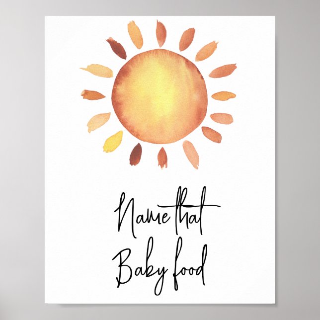 Aquarellsonne - Name dieses Babynahrung Poster (Vorne)