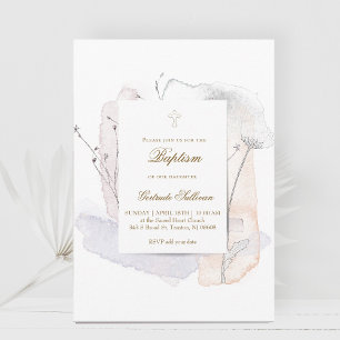 Aquarellspritzungen und Blume Taufe Einladung