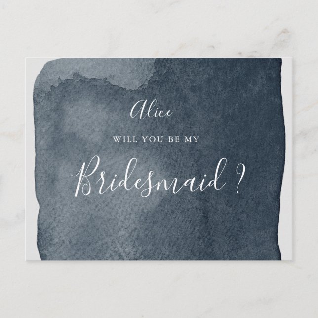 Aquarellstahl blaue Waschbräute Einladung Postkarte (Vorderseite)