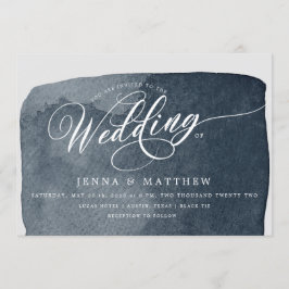 Aquarellstahlblau waschen Moderne Hochzeit Einladung