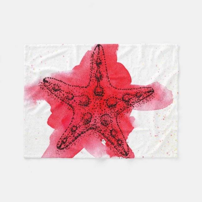 AquarellStarfish Fleecedecke (Vorderseite (Horizontal))