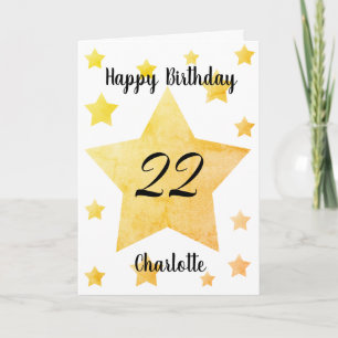 Aquarellstars 22. Geburtstag Karte
