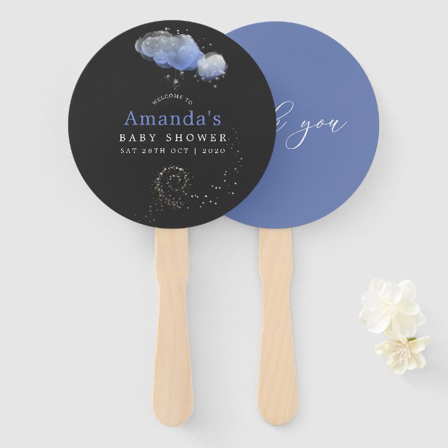 Aquarellstars Night Sky Baby Dusche Fächer (Vorne und Hinten)