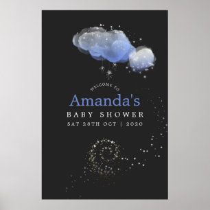 Aquarellstars Night Sky Boy Baby Dusche Willkommen Poster