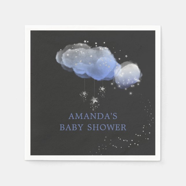 Aquarellstars Night Sky Boy Babydusche Serviette (Vorderseite)
