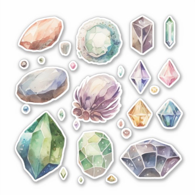 Aquarellsteine und Wertvolle Edelsteine Aufkleber (Vorderseite)