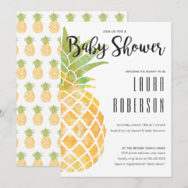 Aquarellstencil Ananas Kinderdusche Einladung