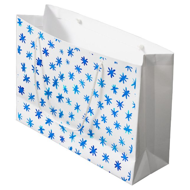 Aquarellsterne - blau große geschenktüte (Vorderseite Schrägansicht)
