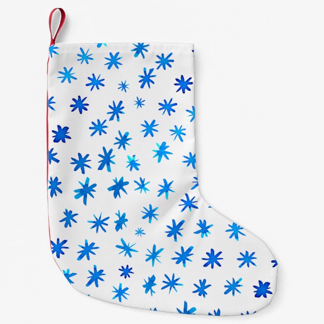 Aquarellsterne - blau kleiner weihnachtsstrumpf (Vorderseite)