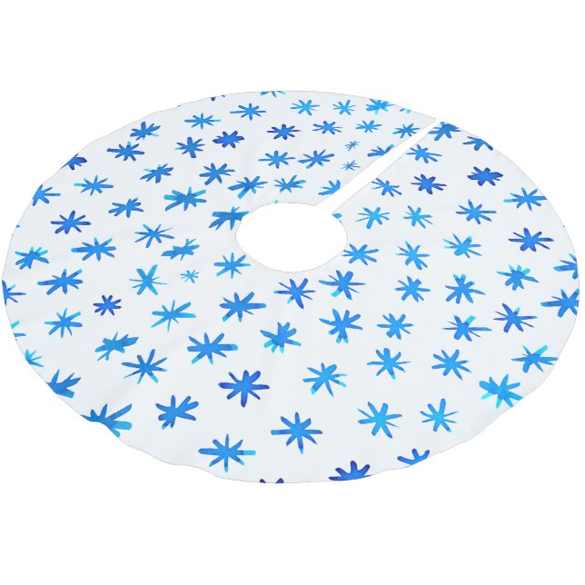 Aquarellsterne - blau polyester weihnachtsbaumdecke (Schrägansicht)