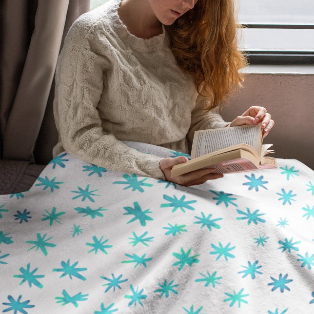 Aquarellsterne - Türkis Fleecedecke (Von Creator hochgeladen)
