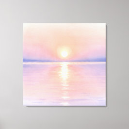 Aquarellstil Sonne - Seelandschaftskunst Leinwanddruck